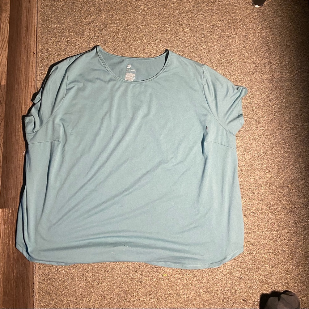 Teal target workout shirt